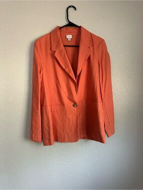 A new day Linen Blend Orange Blazer Coat Jacket
